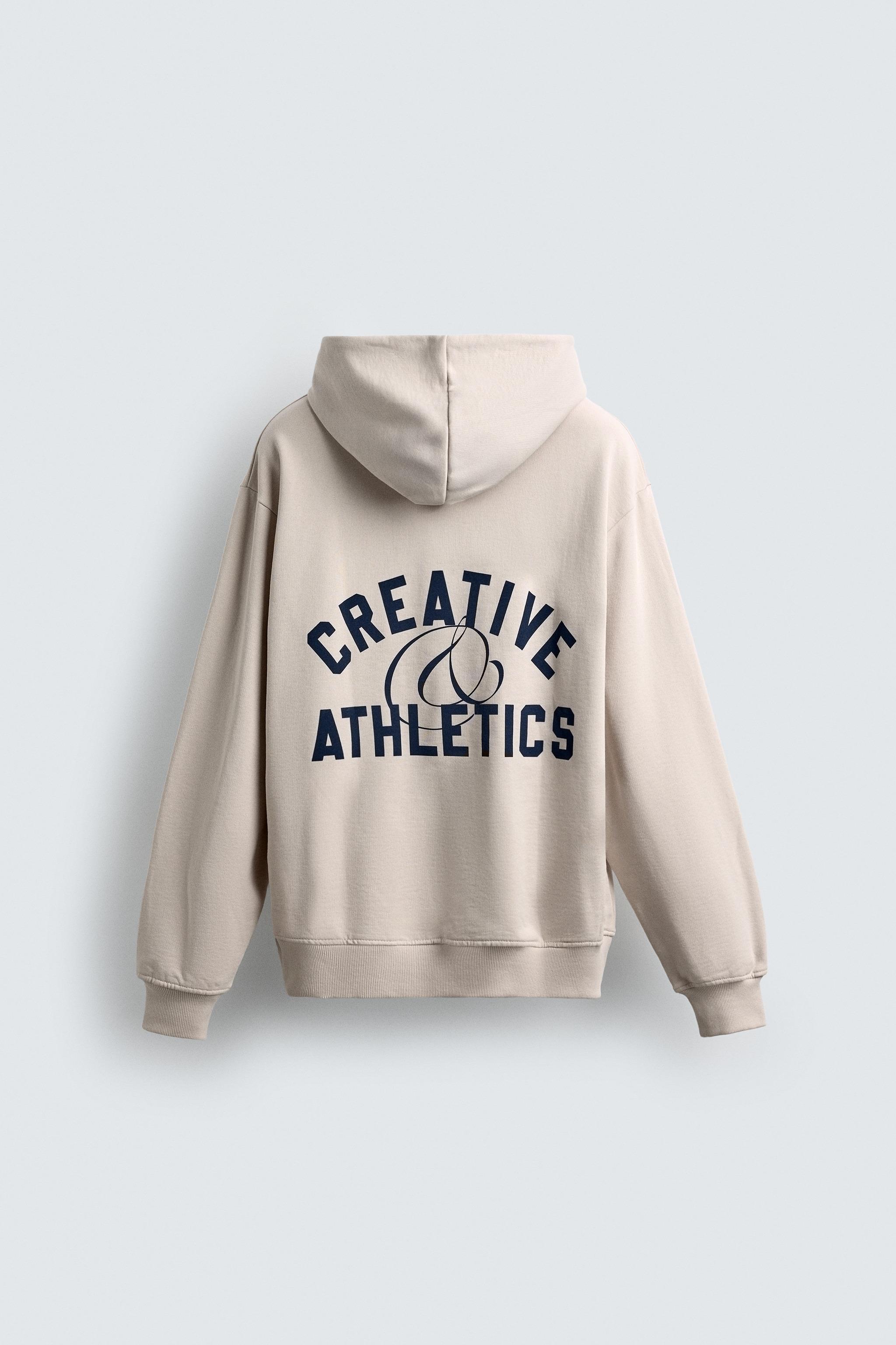 TEXT PRINTED HOODIE SWEATSHIRT